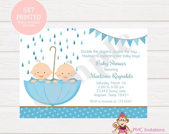 Custom Printed Twin Boy Baby Shower Invitations - 1.00 each with envelope