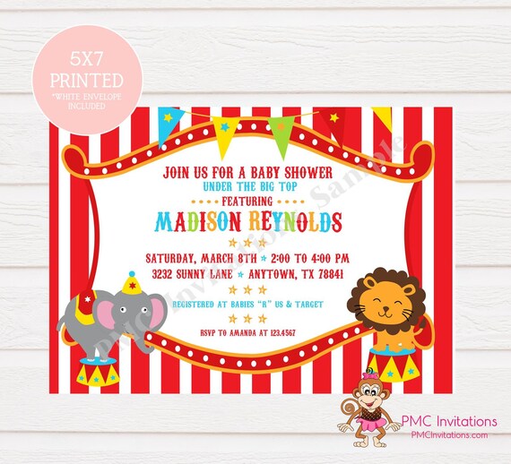 carnival baby shower invitations