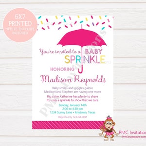 Custom PRINTED Cupcake Sprinkle Baby Sprinkle Invitations ... 1.00 each with envelope image 1