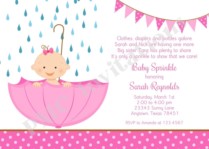 Custom Printed Pink Baby Sprinkle Rain Sprinkle Umbrella | Etsy