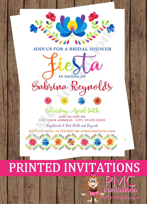 Custom Printed Fiesta Bridal Shower Mexican Bridal Shower Etsy