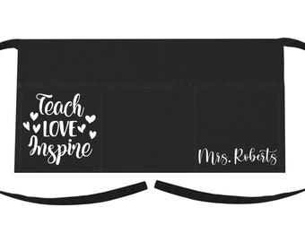 Personalized Teacher Waist Apron - Back To School, Christmas Gift, Teacher Appreciation, Custom Teacher Gift  - FREE Shipping