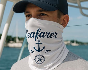 Custom Boat Name Gaiter – White Neck Cover | Lightweight Fishing Mask | Personalized Nautical Sun Protection