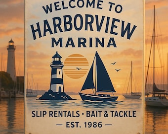 Personalized Marina Metal Sign: Nautical Dock Decor, Custom Boat Name