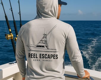 Custom Performance Hooded Boat Shirt - Long Sleeve (Any Color - Line Art) ARTWORK INCLUDED