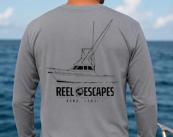 Custom Performance Boat Shirt - Long Sleeve (Any Color - Line Art) ARTWORK INCLUDED
