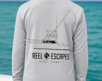 Youth Custom Performance Boat Shirt - Long Sleeve (Any Color - Line Art) ARTWORK INCLUDED