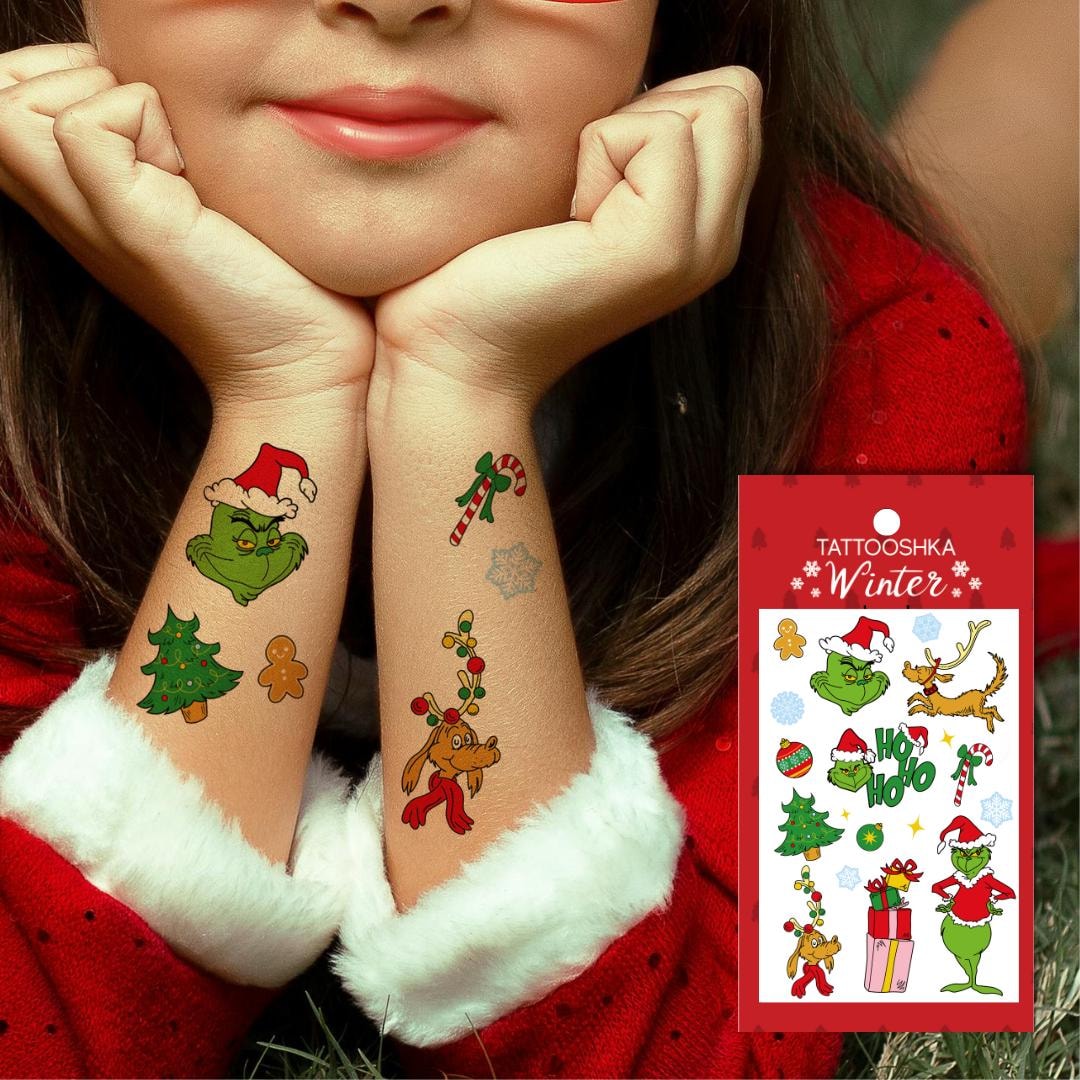 Grinch (L-79). Temporary Tattoos. Party Tattoos. Kids Tattoos. Custom ...