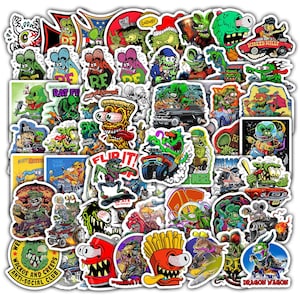 60Pcs Rat Stickers Fink Hot Rod Cartoon for Water Bottle Laptop Guitar Motorcycle Bike Skateboard Luggage Box Vinyl Waterproof