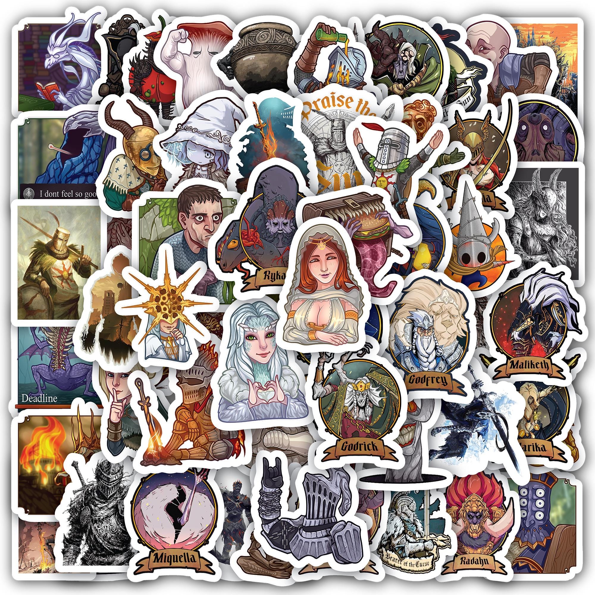 Set 60 Dark Stickers Soul Cool Game Vinyl Waterproof Decals for Water Bottle Skateboard Laptop Phone Scrapbooking Gifts for Adults