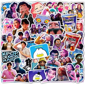 Set 15-60 Kpop Demon Hunters Sticker Sheet - Korean Idol Movie, 3D Anime Style, Huntrx, Saja Boys, Aesthetic Stickers