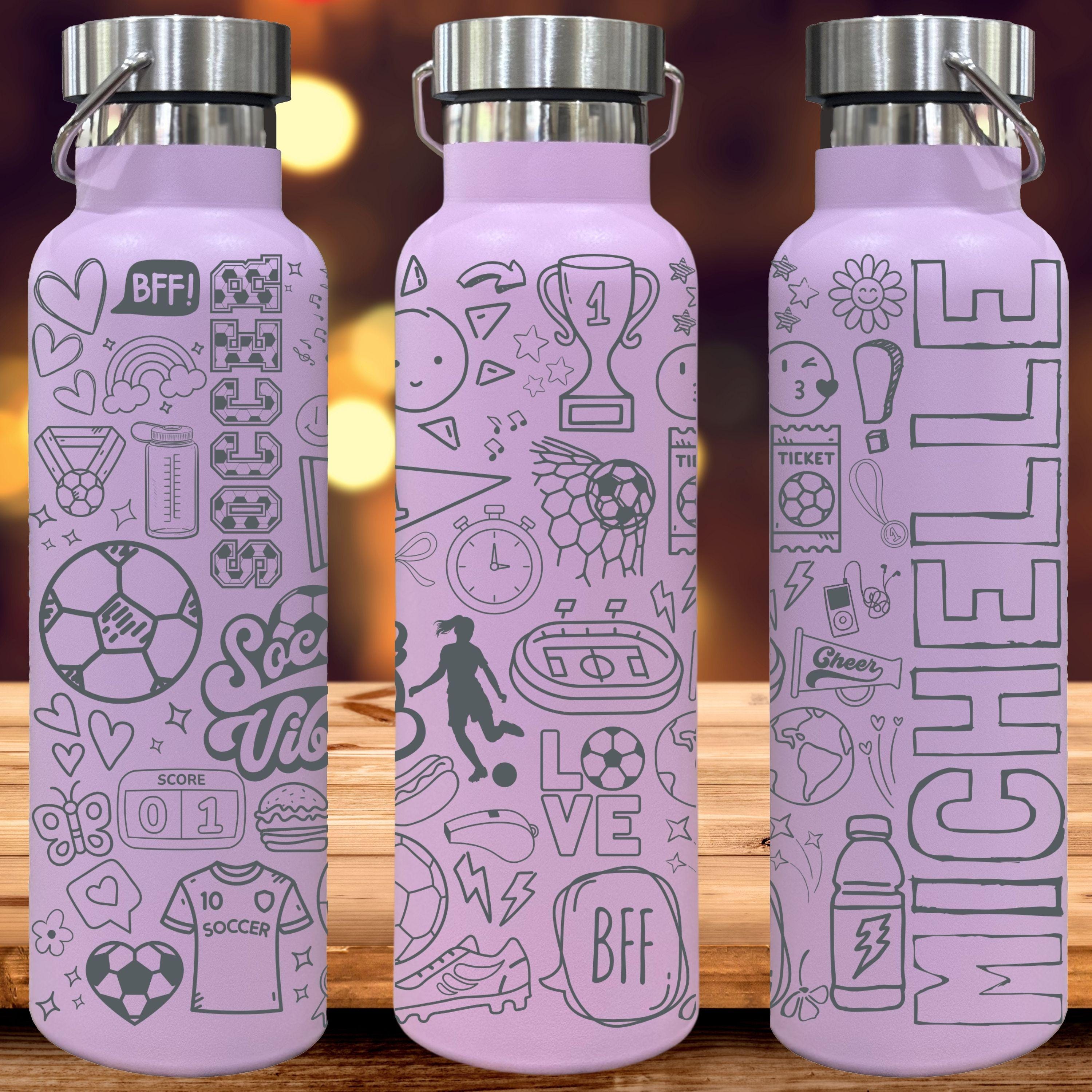 Soccer Water Bottle Full Wrap Personalized Gift Sports Player School ...
