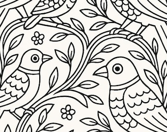 Madhubani Coloring Pages: Indian Folk Art Animals & Nature (Printable Set of 5)
