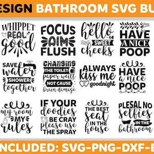 Funny Bathroom Quotes SVG Bundle: Home Decor Cut Files