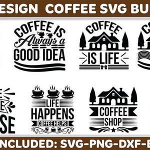 Coffee Quotes SVG Bundle: Funny Caffeine Lover Clipart (Digital Download)