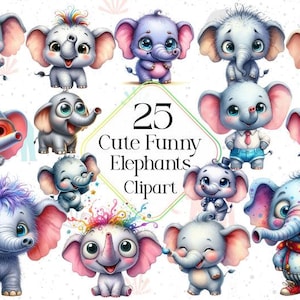 Baby Elephant Clipart Bundle: Nursery Decor PNG Set (Instant Download