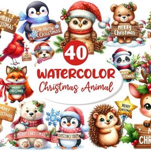 Christmas Animals Clipart Bundle: Festive PNG Set, Stickers, Sublimation (Instant Download)
