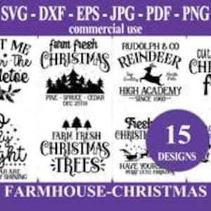 Boerderij kerst SVG: rustiek vakantieontwerp voor Cricut, silhouet (digitale download)