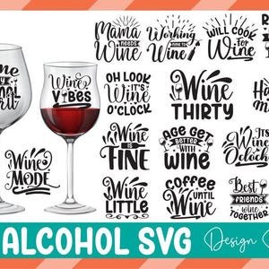 Alcohol SVG Bundle: Wine, Beer, Cocktail Quotes for Cricut & Silhouette