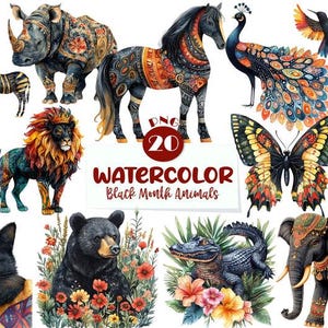 Afrocentric Animals Clipart Bundle: Black Heritage PNG Graphics (Digital Download