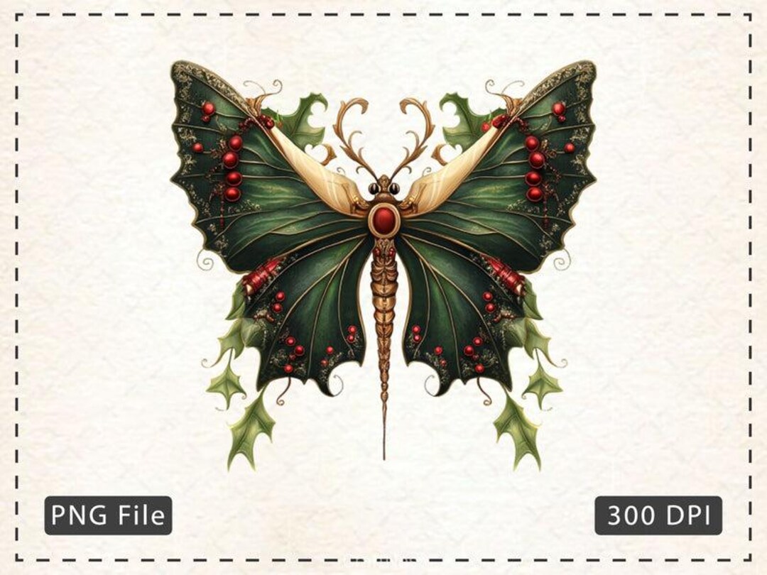 Christmas Butterfly Clipart Bundle | Festive Nature-inspired ...