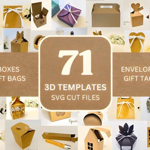 71 SVG Box Templates 3D – Gift Box, Treat Box, Soap Box, Lantern, Party Favor, Candy Box, Chocolate Box, Cricut Cut File Bundle