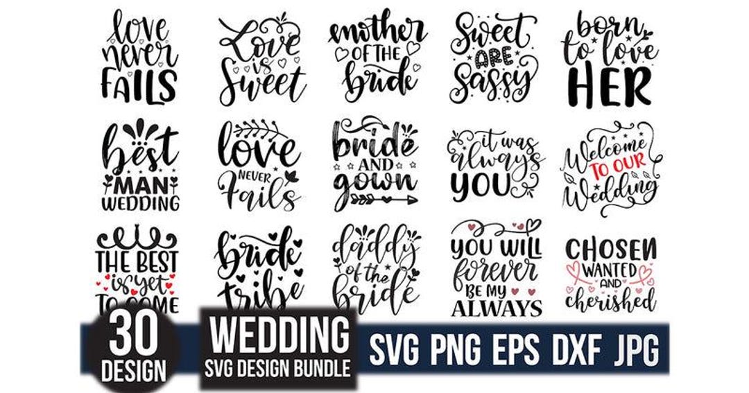 Wedding SVG Bundle for Cricut and Silhouette | Matrimony Bridal Clipart ...