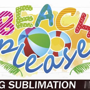 Beach PNG Sublimation Design for Summer T-Shirts and Mugs, Tropical Palm Tree Clipart Digital Download, Retro Ocean Vibes for DIY Crafts