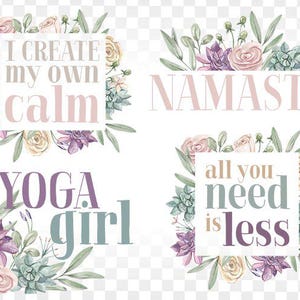 Yoga Quotes PNG Bundle: Inspirational Meditation Designs (Digital Download