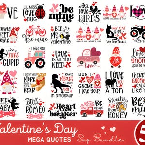 Valentijnsdag SVG-bundel: 50 schattige liefdescitaten voor de Cricut, silhouet | Valentijnsdag-svg voor T-shirts, mokken, kaarten, meer