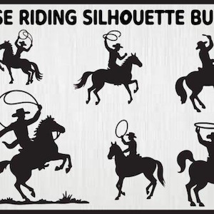 Cowboy Horse Riding SVG Bundle: Western Rodeo Silhouettes (Digital Files)