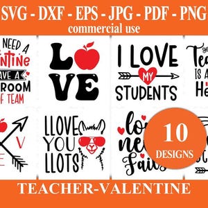 Teacher Valentine SVG: School-Themed Heart Design (Digital Download, Cricut & Silhouette)