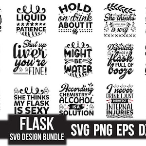 Flask SVG Design Bundle: Drinking Quotes, Party Crafts (Digital Download)