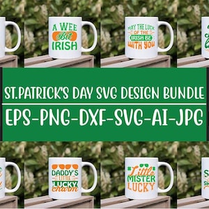 St. Patrick&#39;s Day SVG Bundle: Shamrock, Clover, Irish Cut Files