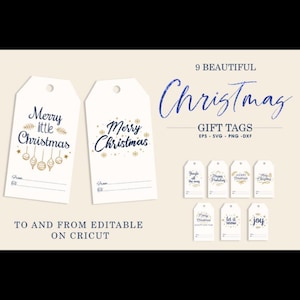 Merry Christmas Gift Tags SVG Bundle for Cricut and Silhouette, Holiday Tag Cut Files for Wrapping, Labels, Cards, and Christmas Gifts