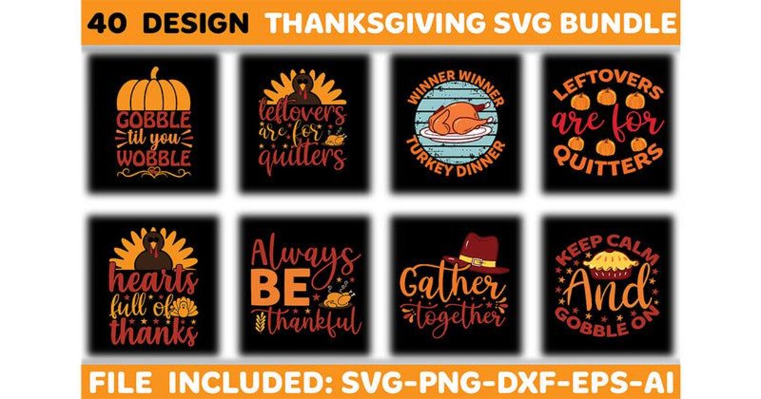 Thanksgiving SVG Bundle: Fall Turkey, Pumpkin Designs (digital Download ...