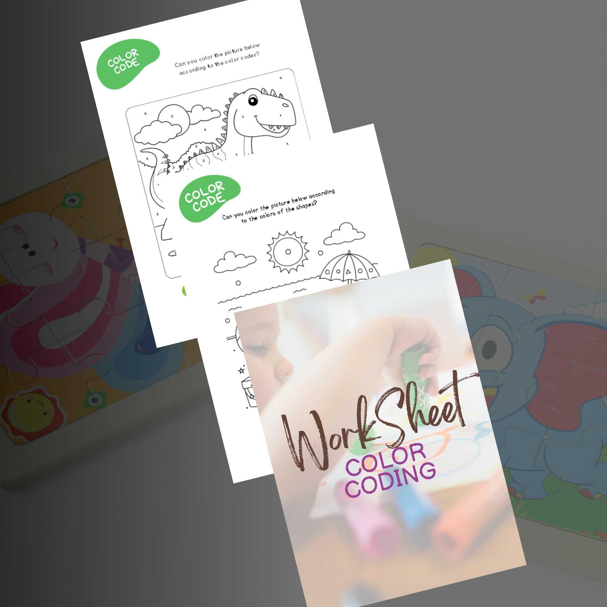 Color Coding Printable Worksheets for Kids, Fun Educational Coloring ...