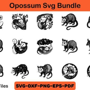 Opossum SVG Bundle | Funny Possum Clipart for Cricut | Png Svg Dxf EPS PDF | Cute Animal T-Shirt & Mug Designs | Digital Download