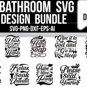 Funny Bathroom Sign SVG Bundle: Home Décor Clipart (Digital Download)
