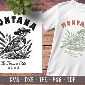 Montana SVG | Vintage USA State Design | Retro Montana Clipart | Cricut Silhouette Cut File | Printable Montana Map SVG
