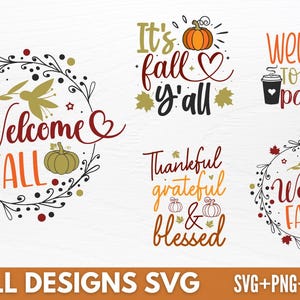 Fall SVG Bundle: Hand-Lettered Autumn Quotes, Pumpkin Designs (Digital Download)