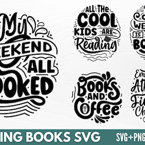 Reading Books SVG Bundle: Floral Book Lover Quotes (Digital Download)
