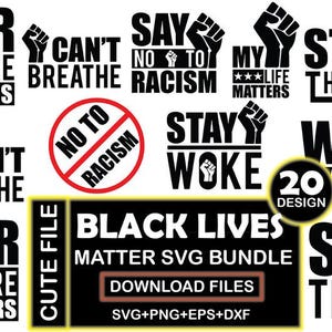 Black Lives Matter SVG Bundle: Justice & Equality Designs (Digital Files)
