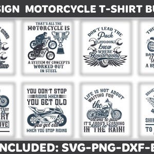 Motorrad-Svg-T-Shirt-Zitat-Bundle für Cricut und Silhouette, Biker-Designs Png Dxf Eps Pdf Jpg, Fahrt und Live Clipart-Set