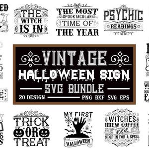 Vintage Halloween Sign SVG Bundle: Spooky Antique Designs (Digital Download