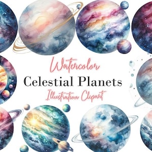 Celestial Planets Clipart Bundle: Cosmic PNGs for Stickers & Decor (Digital Download)
