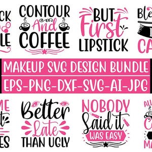 Paquete SVG de maquillaje: Imágenes prediseñadas de belleza, diseños de cosméticos glamurosos (descarga digital)