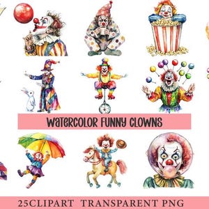 Funny Clowns Clipart: Playful Circus PNG Graphics (Digital Download)