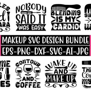 Paquete SVG de maquillaje: Imágenes prediseñadas de belleza glamurosa para Cricut y Silhouette (descarga digital)