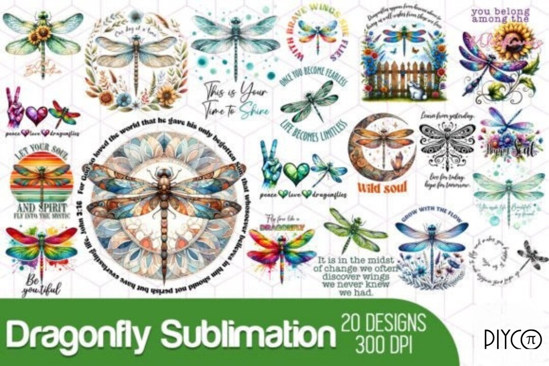 Dragonfly Sublimation PNG Bundle: Spiritual Designs for Crafts - Etsy ...